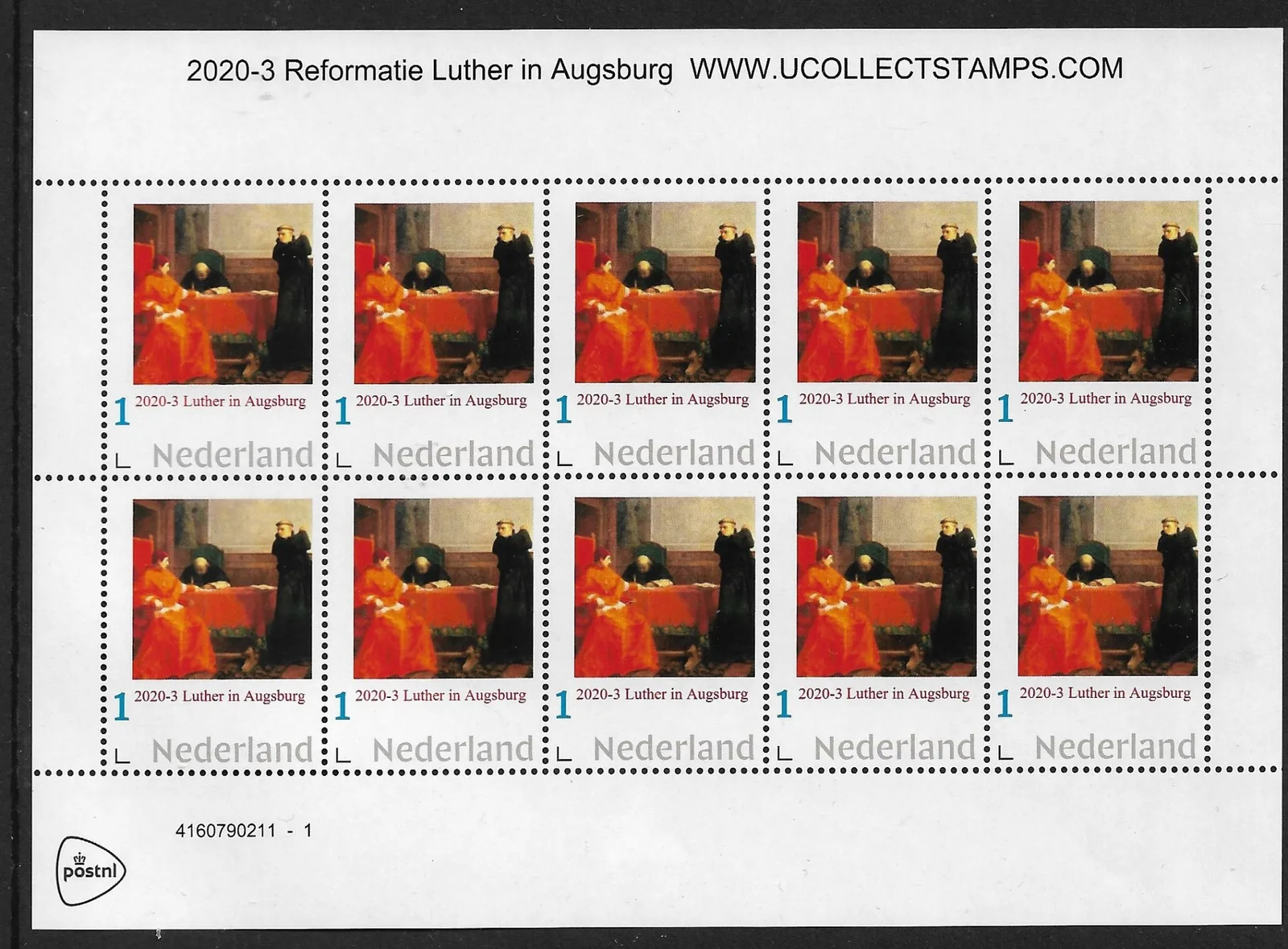 Niederlande 2020-3 Reformation Luther in Augsburg Bogen postfrisch