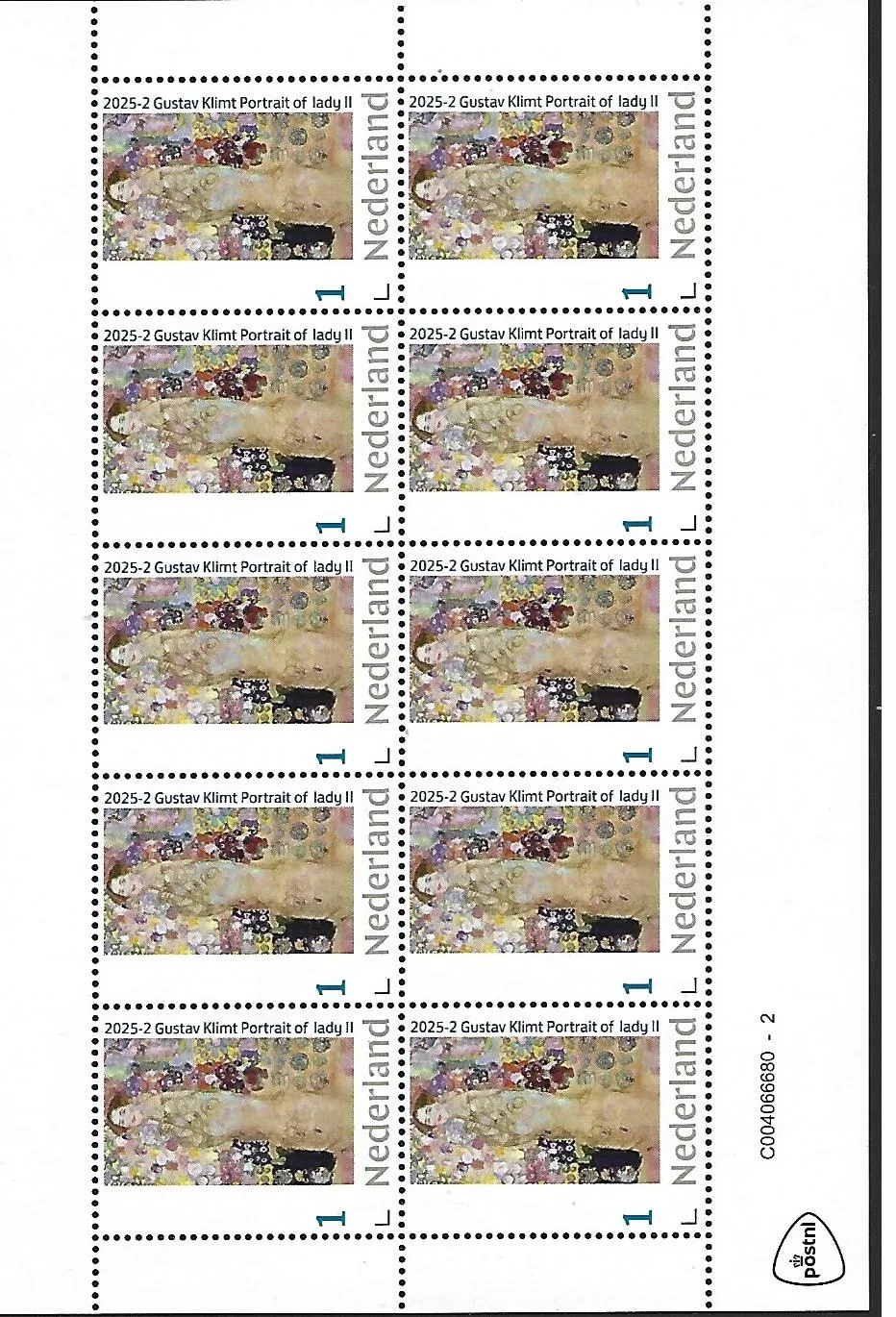 Netherlands 2025-2 Gustav Klimt Portrait of a lady II sheetlet MNH