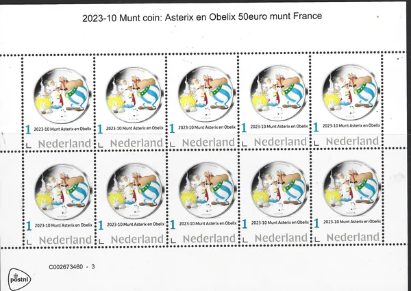 Nederland 2023-10 munt - coin on stamp Asterix vel-sheetlet postfris/mnh