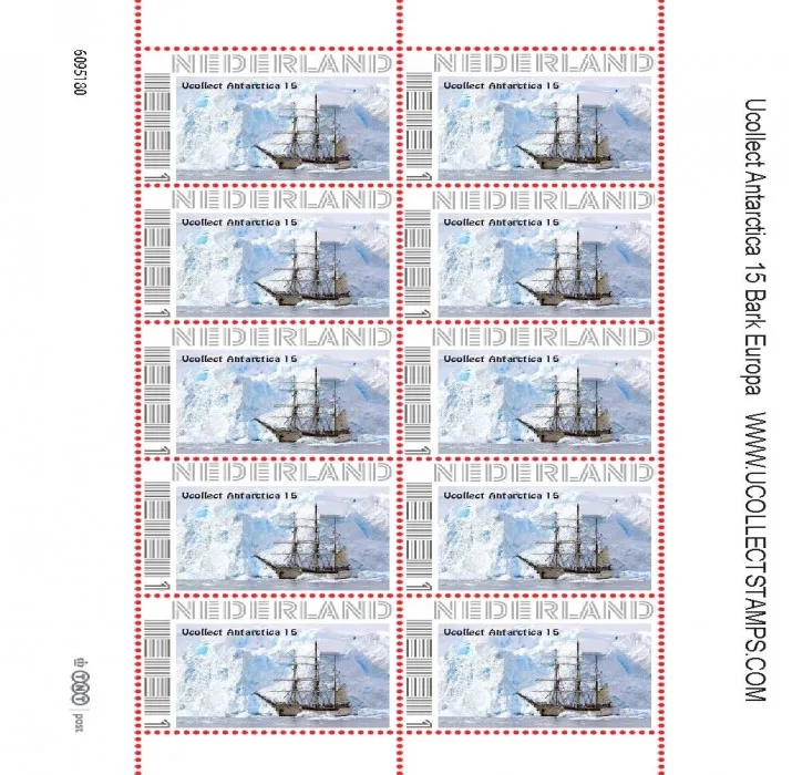 NETHERLANDS UCOLLECT ANTARCTICA 15 Bark Europa ship sheetlet MNH