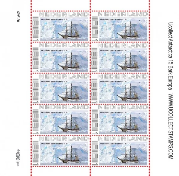 NEDERLAND UCOLLECT ANTARCTICA 15 Bark Europa schip-ship vel/sheetlet postfris/mnh
