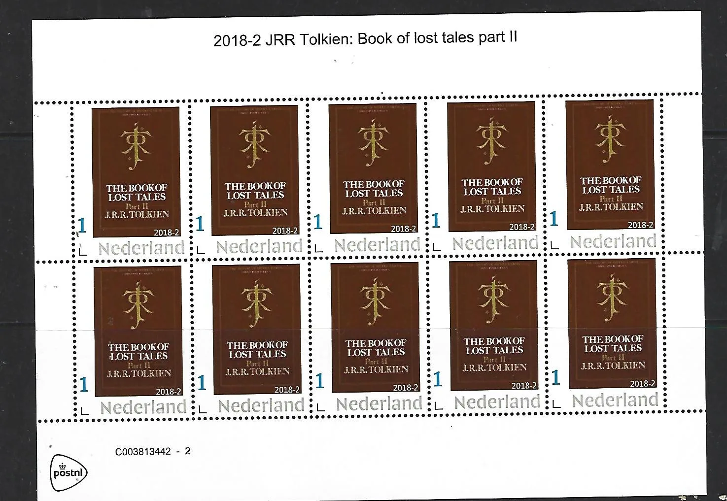 Pays-Bas 2018-2 Tolkien Book of lost Tales part2 feuillet neuf/mnh
