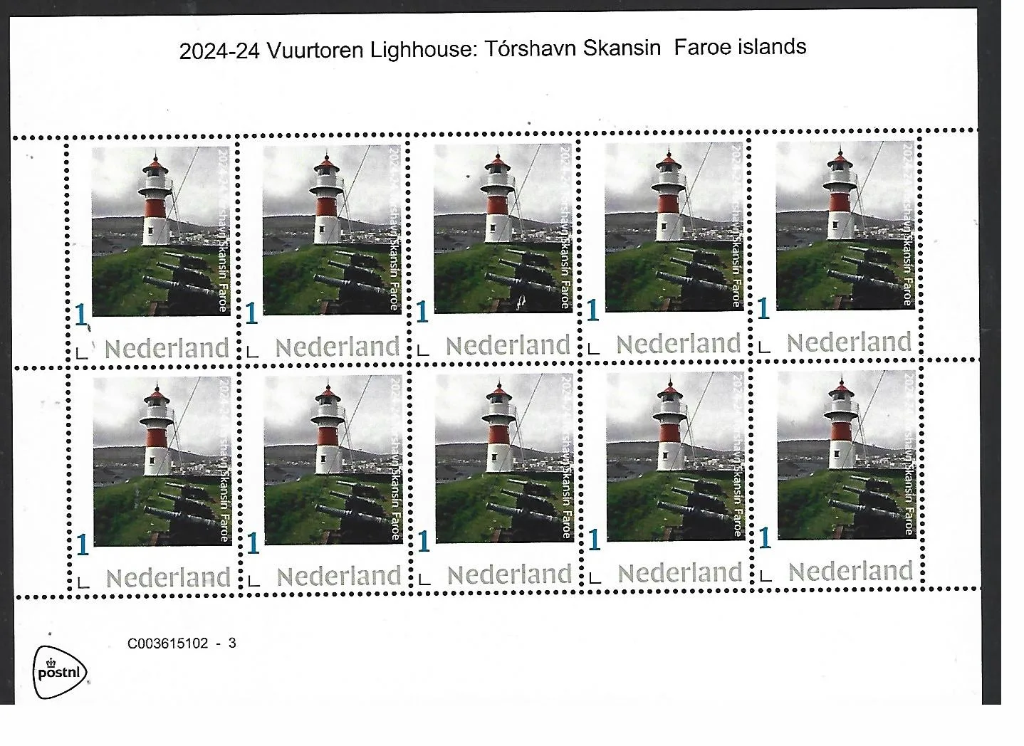 Pays-Bas 2024-24 Phare : Tórshavn Skansin îles Féroé bloc neuf/mnh