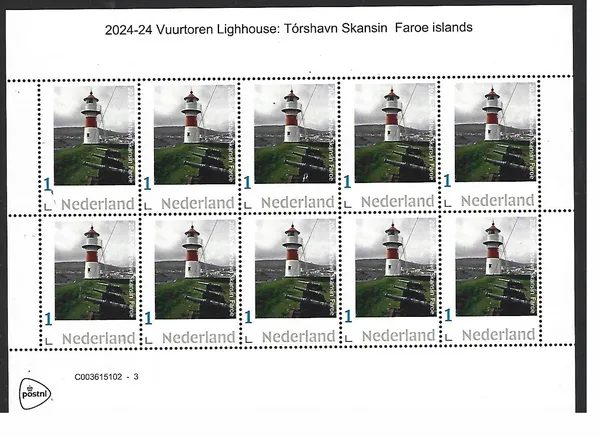 Nederland 2024-24 Lighthouse: Tórshavn Skansin Faroe islands sheetlet postfris/mnh