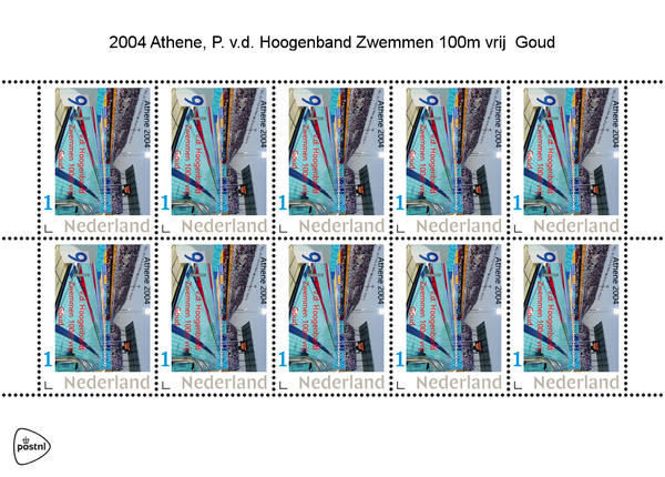 Netherlands 2004-2 Olympics swimming Van den Hoogenband 100m freestyle sheet MNH never hinged3