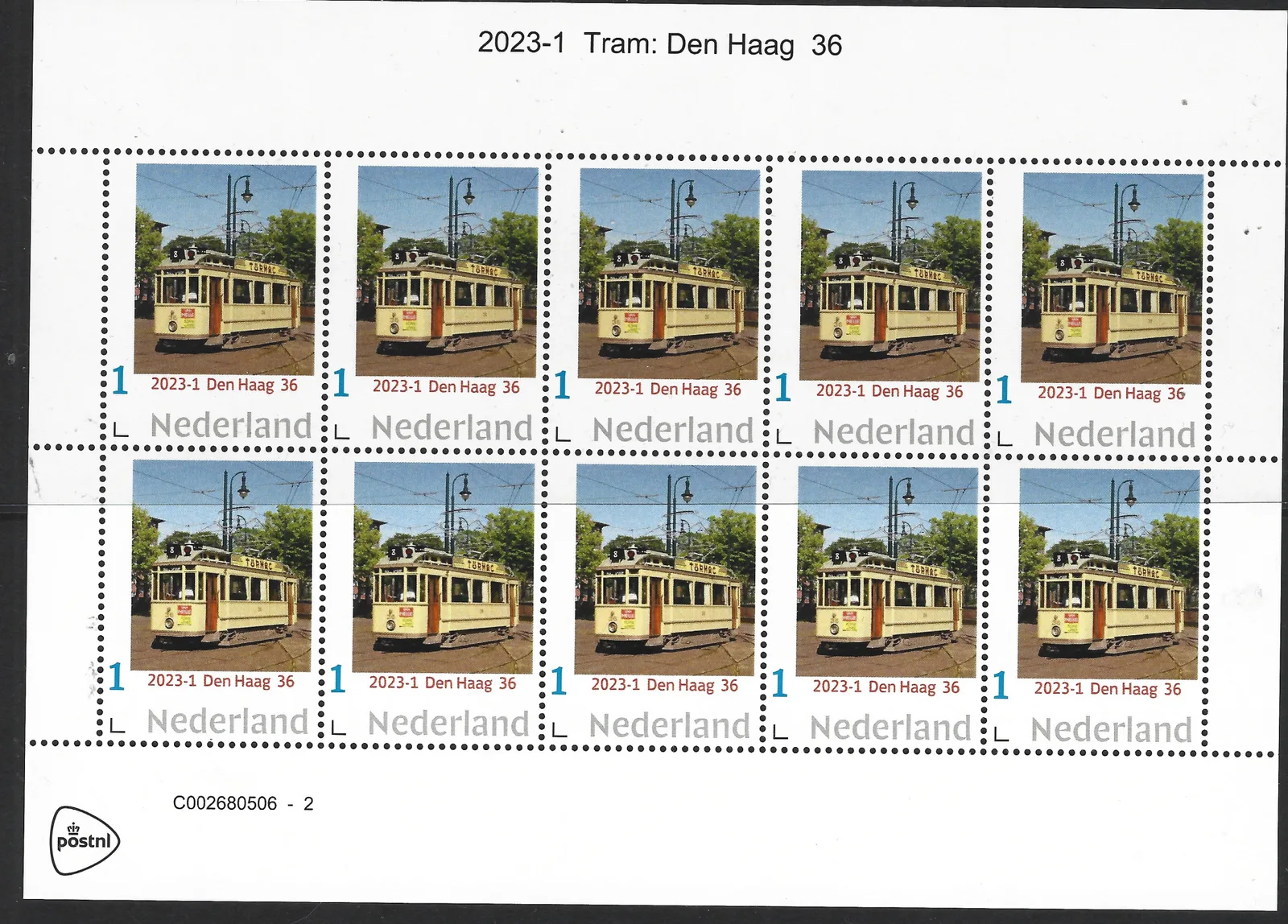 Niederlande 2023-1 Straßenbahn: Den Haag 36 1920 Bogen postfrisch/ungebraucht
