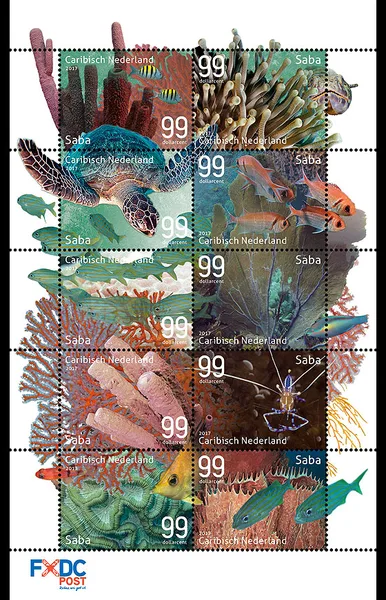 Caribbean Netherlands Saba 2017 Underwater Life sheetlet MNH