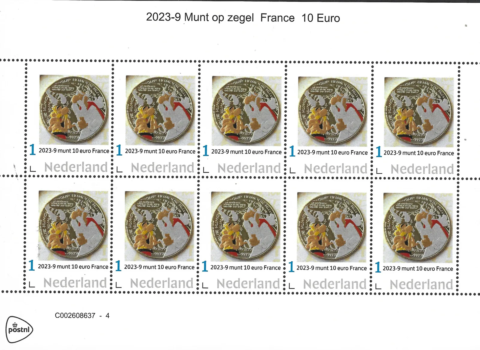Niederlande 2023-9 Münze - coin on stamp Asterix Bogen postfrisch/mnh