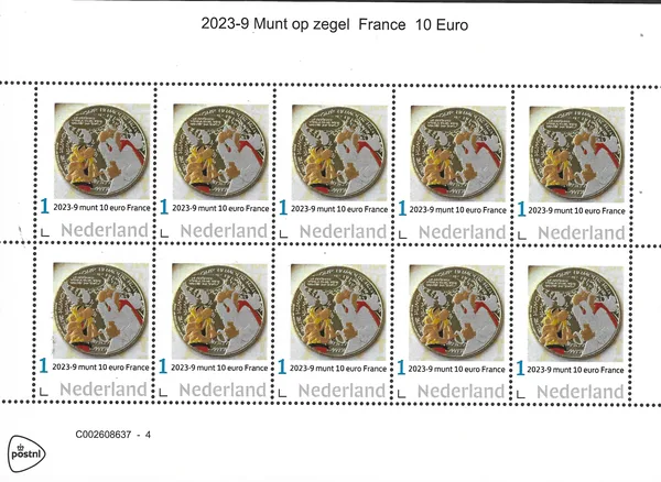 Nederland 2023-9 munt - coin on stamp Asterix vel-sheetlet postfris/mnh