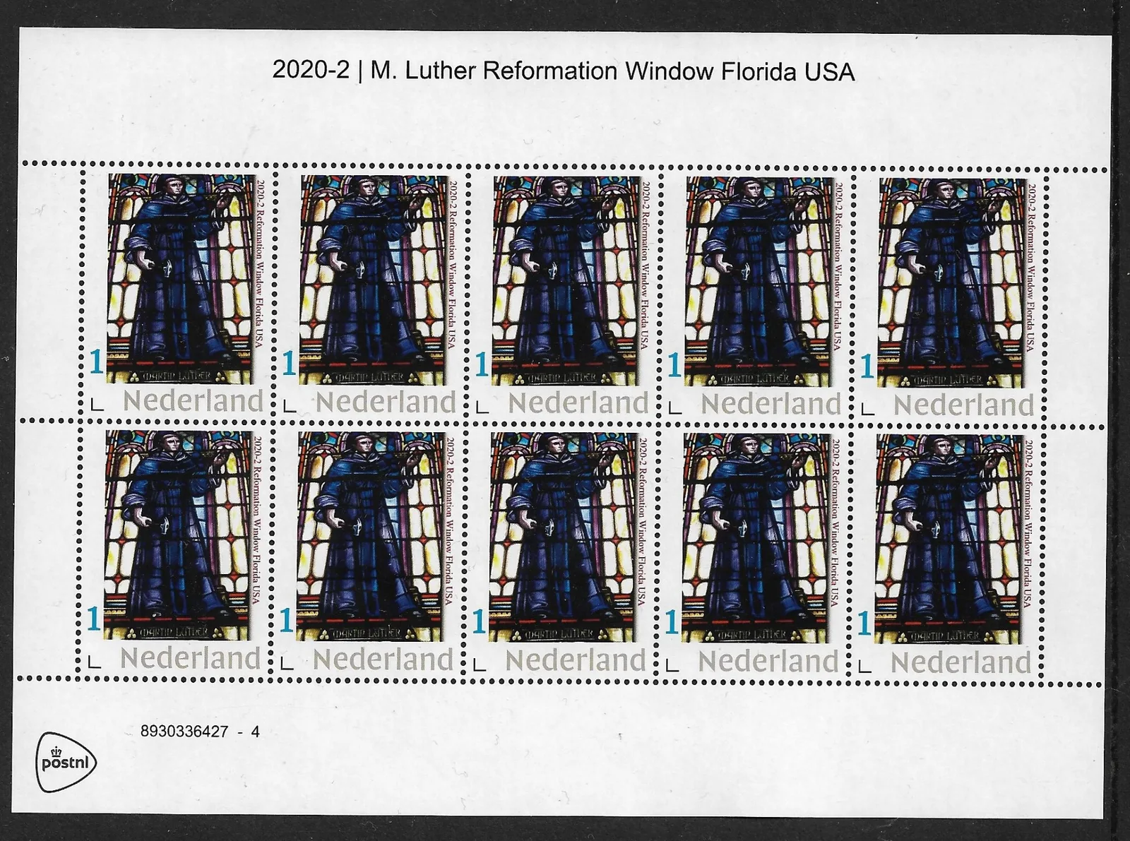 Maarten Luther Réforme 2020-2 fenêtre Réforme Florida USA feuillet neuf/mnh