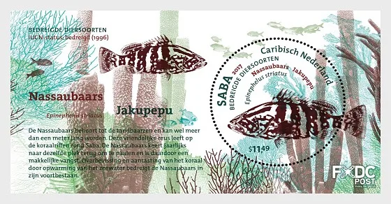 Caribisch Nederland Saba 2017 beschermde dieren protected animal fish sheetlet postfris