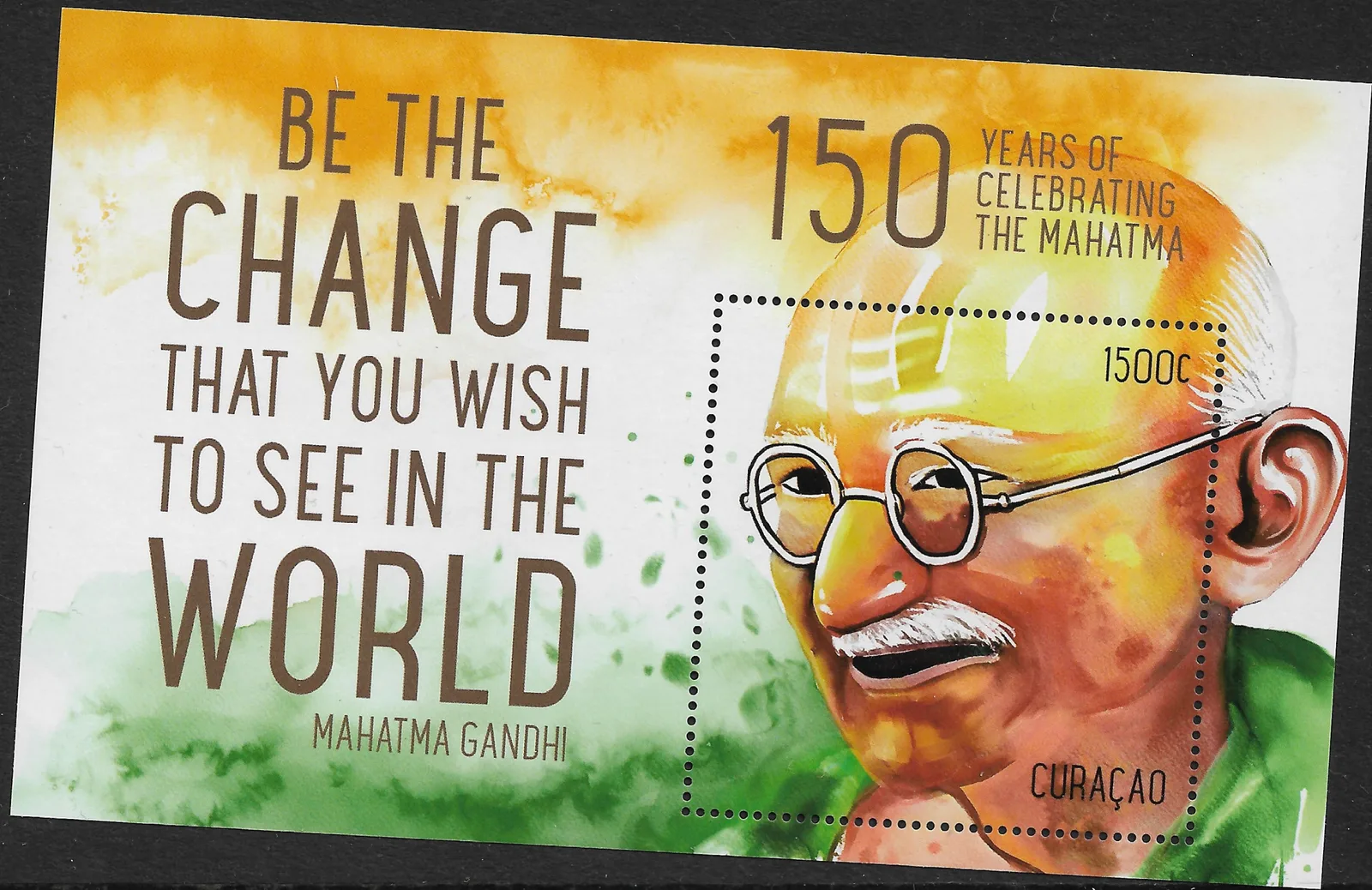 Curacao 2019 Mahatma Gandhi blok-m/s postfris/mnh