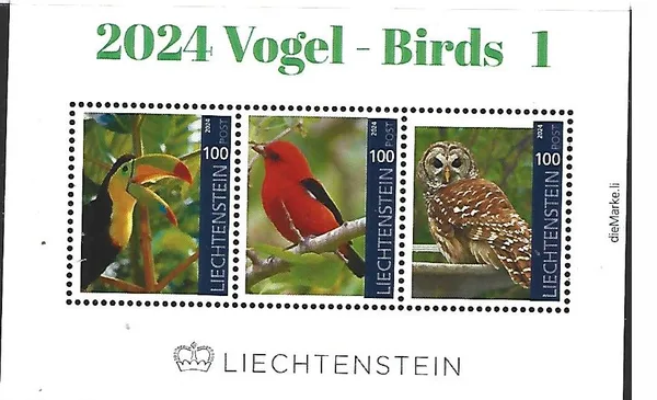 Liechtenstein 2024-1 birds blok-m/s m/s postfris/mnhliechtenstein