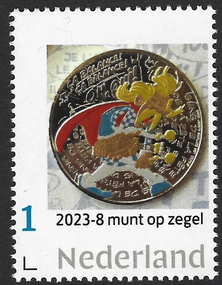 Niederlande 2023-8 Münze auf Briefmarke Asterix 10-Euro-Münze Frankreich postfrisch/mnh