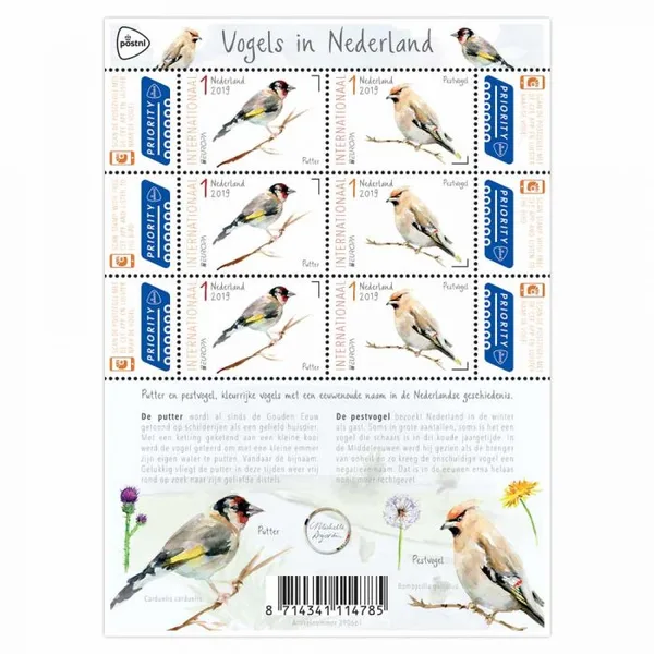 Nederland V3738-3739 Vogels in Nederland Posteuropa 2019 vel postfris-mnh