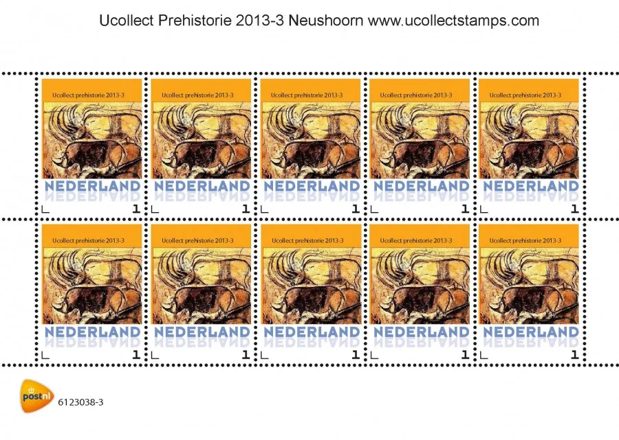 Niederlande 2013-3 Ucollect Prähistorie Zeichnung Nashorn Block postfrisch/mnh