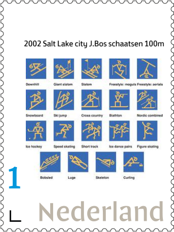 Pays-Bas 2002-3 Jeux Olympiques patinage Jan Bos 500m neufs/mnh3