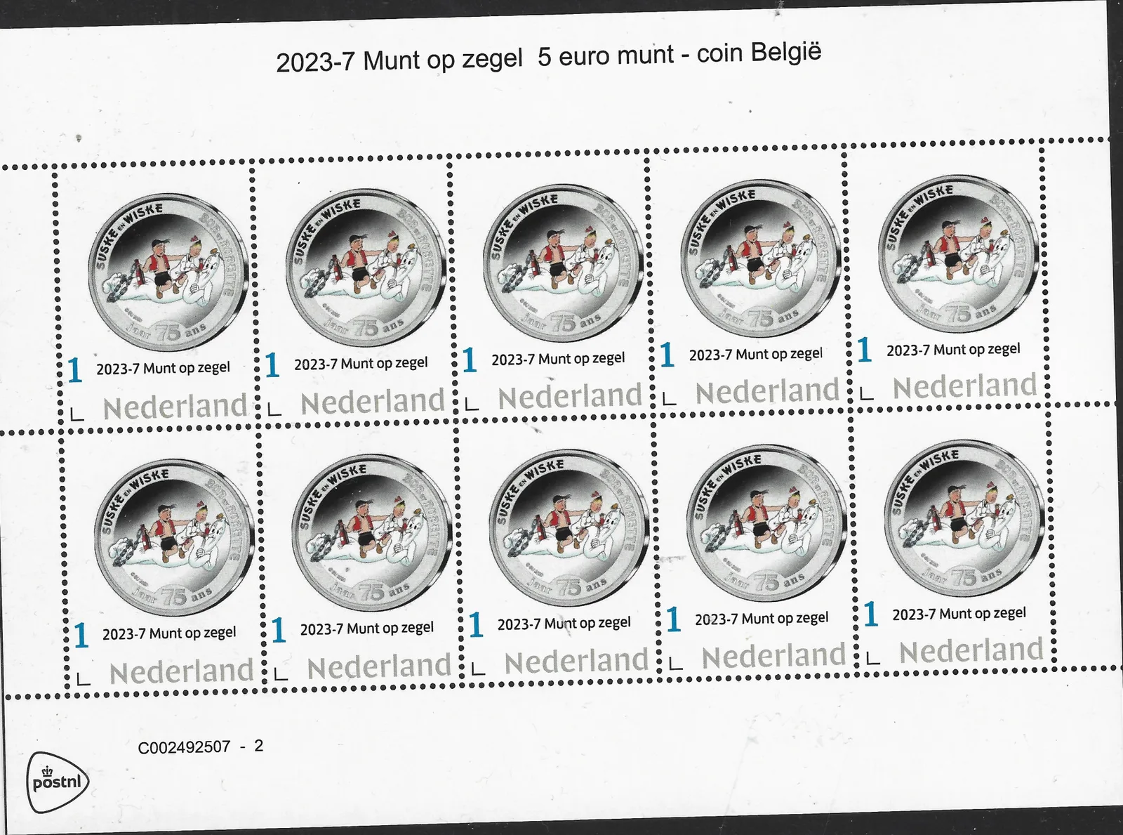 Niederlande 2023-7 Münze - Coin on Stamp Asterix Bogen postfrisch/mnh
