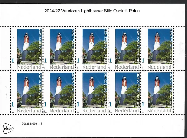 Netherlands 2024-22 Vuurtoren lighthouse Stilo Osetnik Poland sheetlet MNH