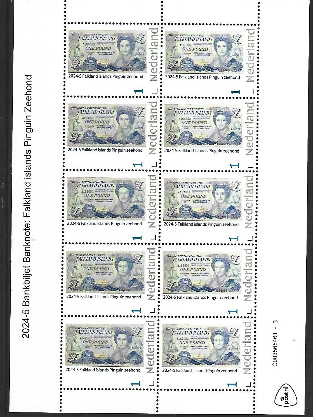 2024-10 banknote Falkland penguin sheet MNH