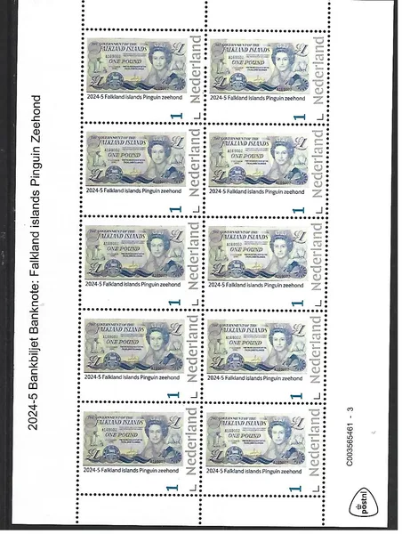 2024-10 bankbiljet banknot Falkland pinguin penguin sheet postfris/mnh