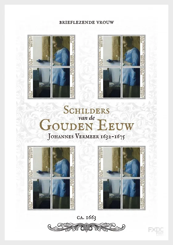 Caribisch Nederland Saba 2019 Vermeer lezende vrouw woman reading vel-sheetlet postfris