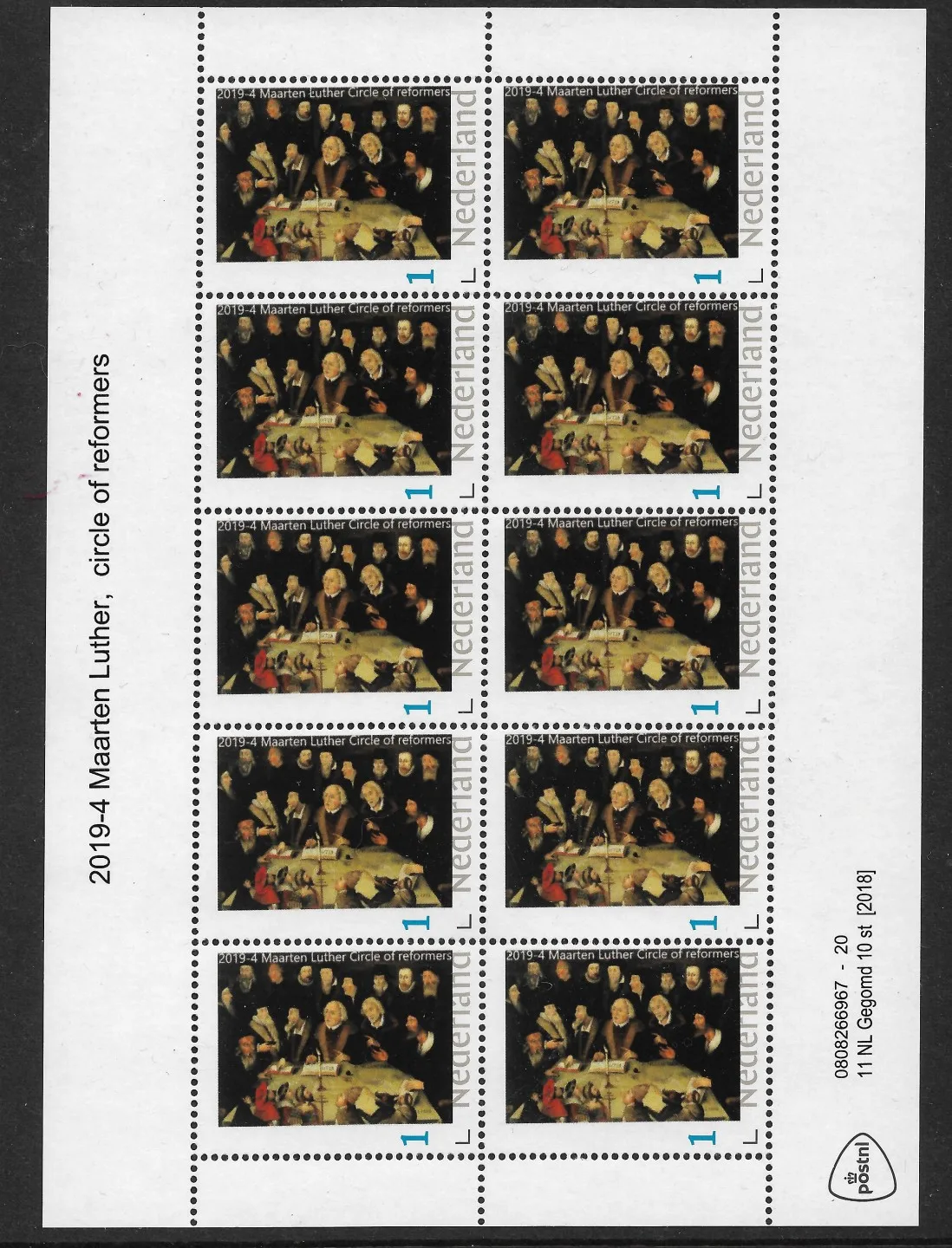 Niederlande 2019-4 Luther Reformation Blockchen-Kleinbogen