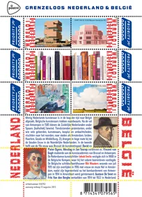 Nederland V3089-3094a Grenzeloos Nederland-Belgie 2013 a Kunst vel-sheetlet postfris/mnh