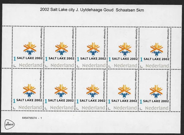 Nederland 2002-1 Olympics schaatsen Uytehaage 5 km sheetlet postfris/mnh