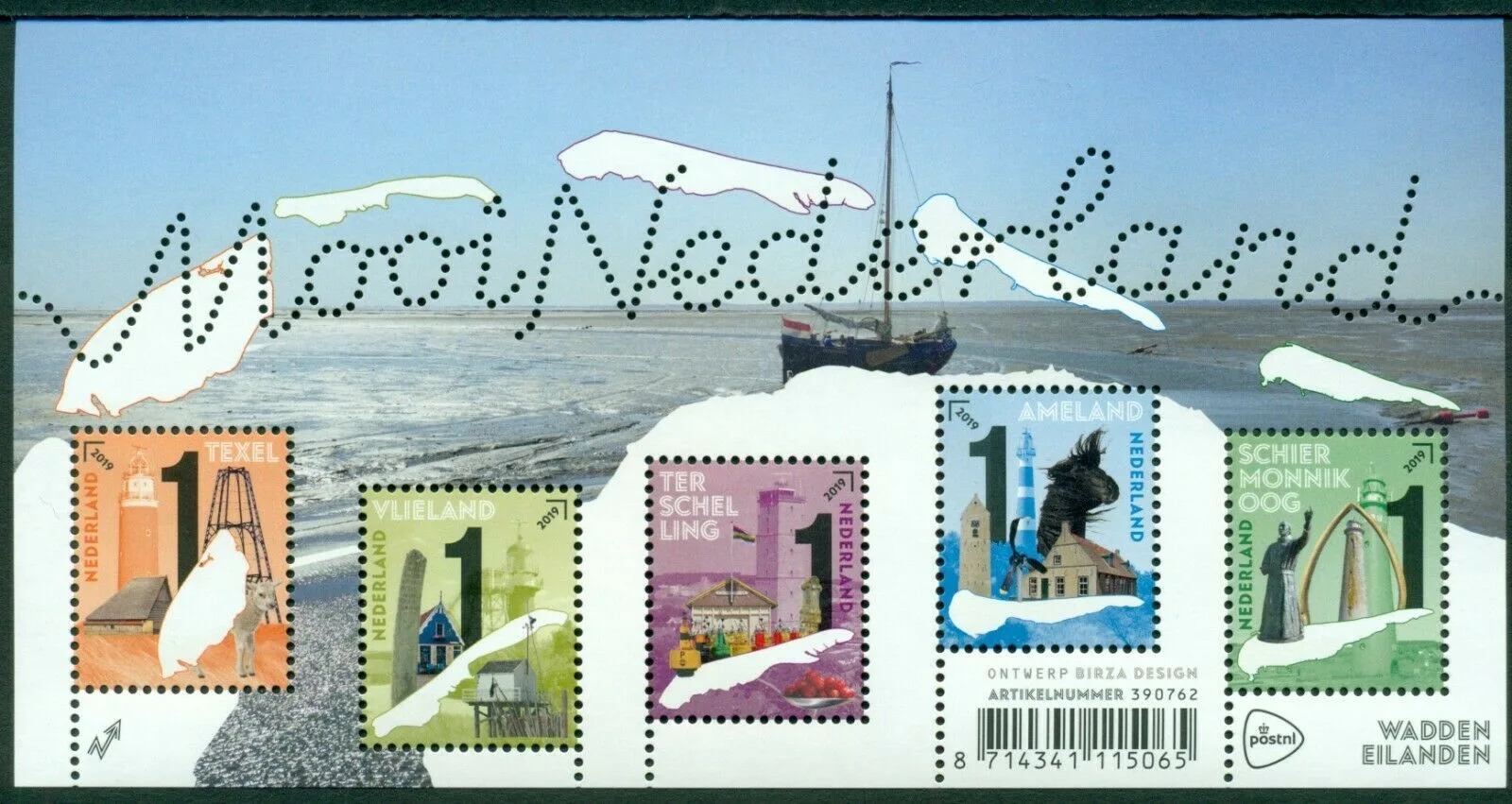 Netherlands 3742 Beautiful Netherlands(obv) Wadden Islands lighthouse vel-sheet 2019 MNH