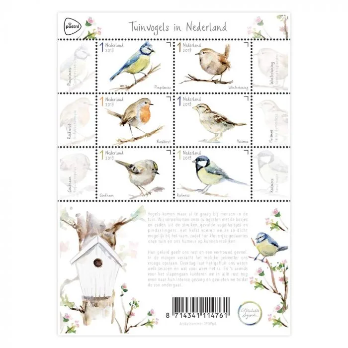 Nederland V3743-3748 Tuinvogels in Nederland birds vel-sheetlet 2019 postfris-mnh