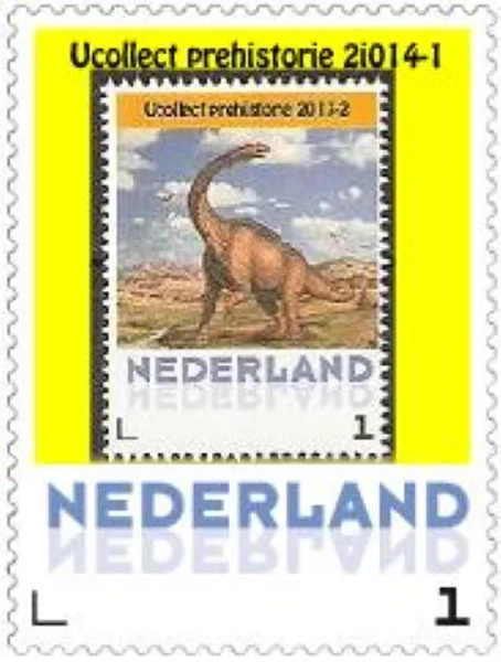 Netherlands 2014-1 Ucollect Prehistory Brachiosaurus stamp on stamp MNH