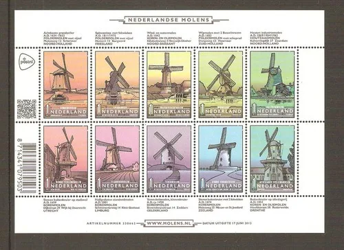 Netherlands V3069-3078 Mills 2013 sheetlet MNH