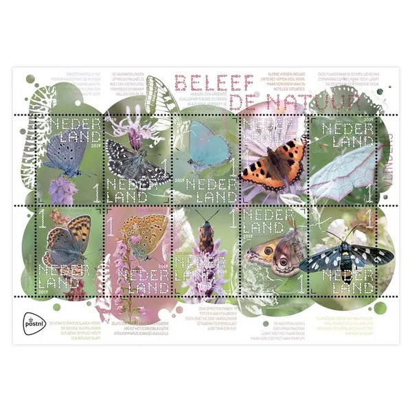 Netherlands V3749-3758 Experience Nature Butterflies schmetterlinge sheet 2019 MNH