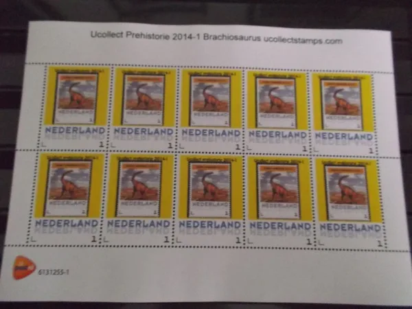 Netherlands 2014-1 Ucollect Prehistory Brachiosaurus stamp on stamp sheet-sheetlet MNH