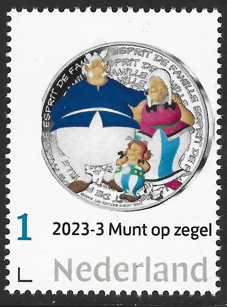 Niederlande 2023-3 Münze auf Briefmarke: Asterix Obelix 50-Euro-Münze postfrisch