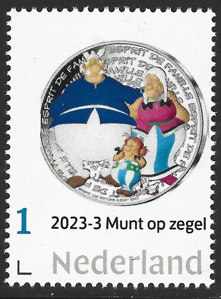 Netherlands 2023-3 Coin on stamp: Asterix Obelix 50 euro coin MNH