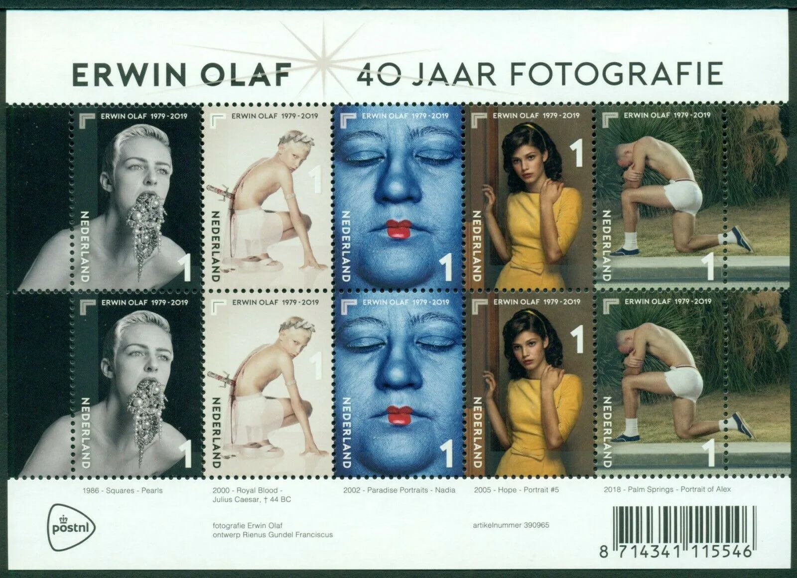 Nederland V3759-3763 Erwin Olaf fotograaf 2019 vel-sheetlet postfris-mnh