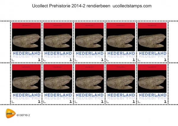 Netherlands 2014-2 Ucollect Prehistoric Reindeer Bone sheet-sheetlet MNH