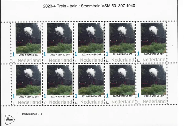 Netherlands 2023-4 Train: Steam Train VSM50 307 1940 sheet MNH