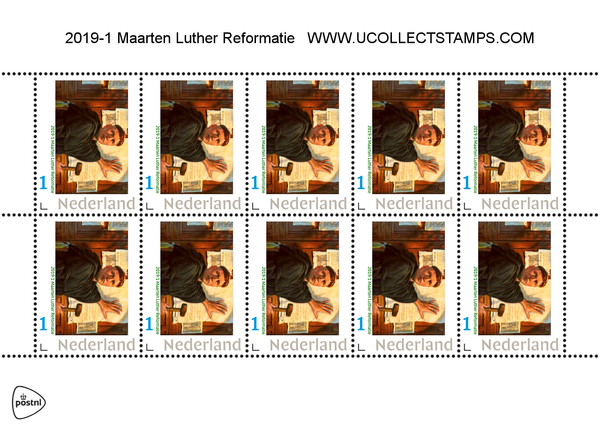 2019-1 reprint Maarten Luther Reformation (text under picture) sheetlet MNH