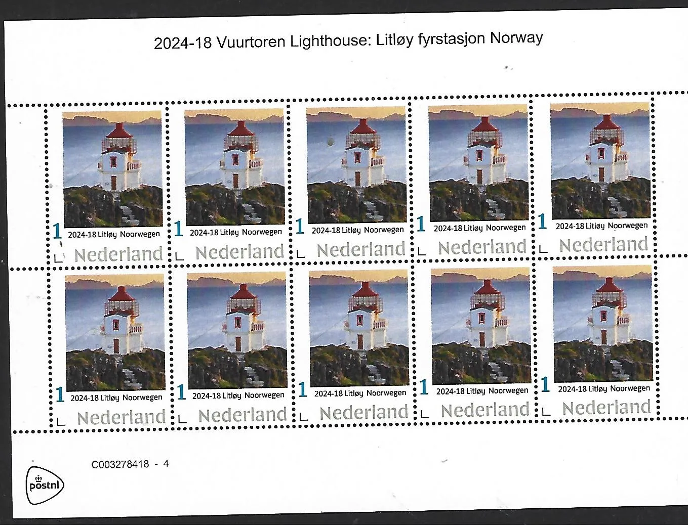 Pays-Bas 2023-18 Phare Litloy Fyrstasjon Norvège feuillet neuf/mnh