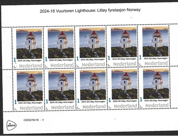 Nederland 2023-18 Vuurtoren lighthouse Litloy Fyrstasjon Norway sheetlet postfris/mnh