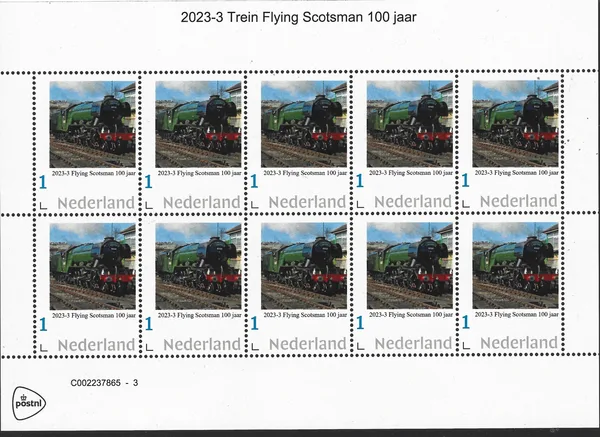 Nederland 2023-3 Treinen- Trains Flyiing Scotsman 100jaar 100yrs vel-sheetlet postfris/mnh