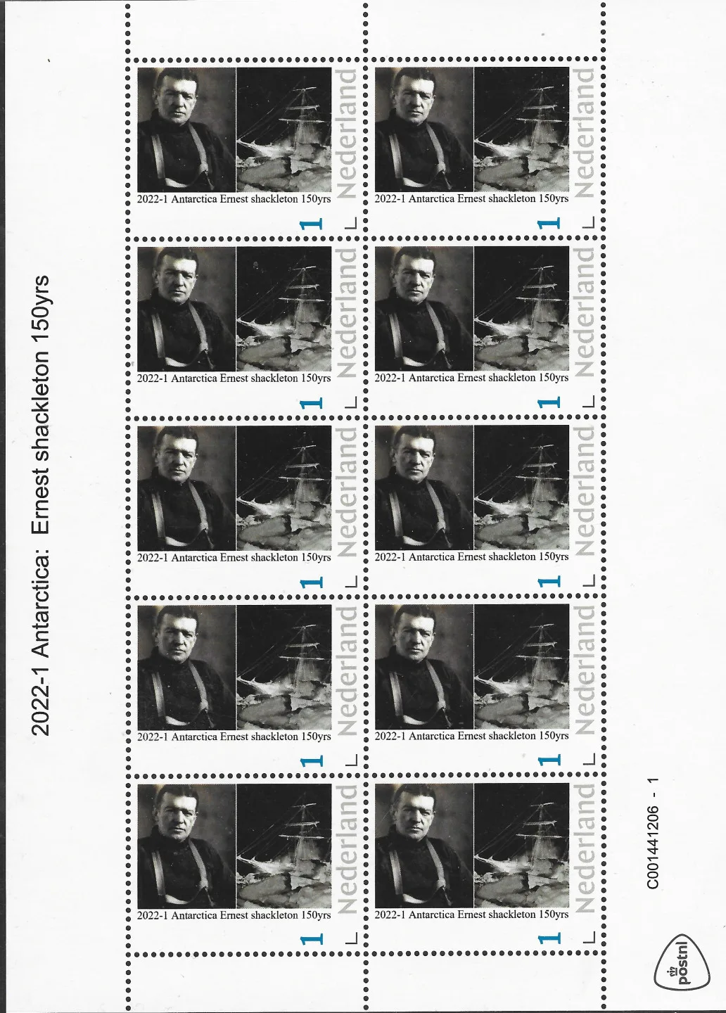 Netherlands 2022-1 Antarctica: Ernest Shackleton ship - shif pane-sheetlet MNH