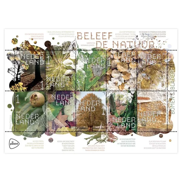 Nederland 2019 beleef de natuur bomen bladeren trees V3778-3785 vel-sheetlet postfris-mnh