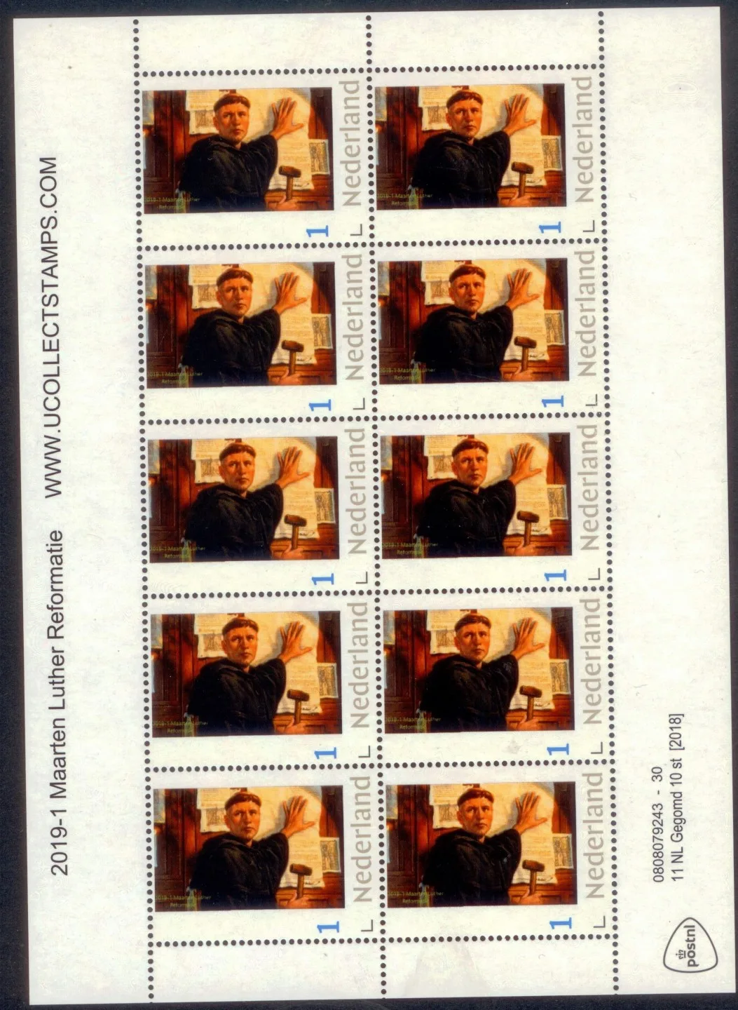 Pays-Bas 2019-1 Luther Réforme feuillet/feuillet