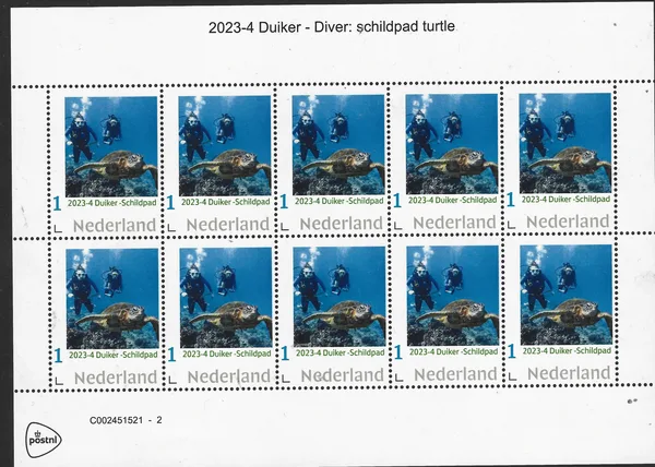 Nederland 2023-4 Diver Turtle sheetlet postfris/mnh