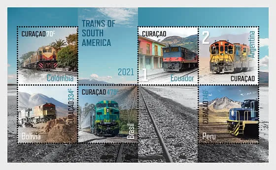 Curacao 2021 treinen trains blok-m/s postfris/mnh
