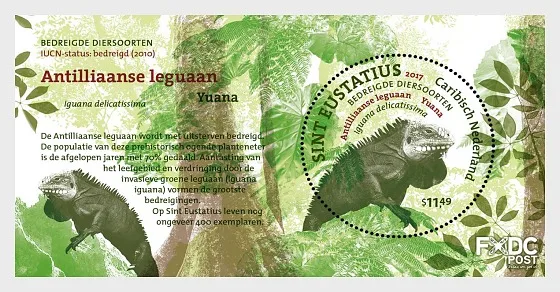 Caribisch Nederland St Eustatius 2017 beschermde dieren Leguaan sheetlet postfris